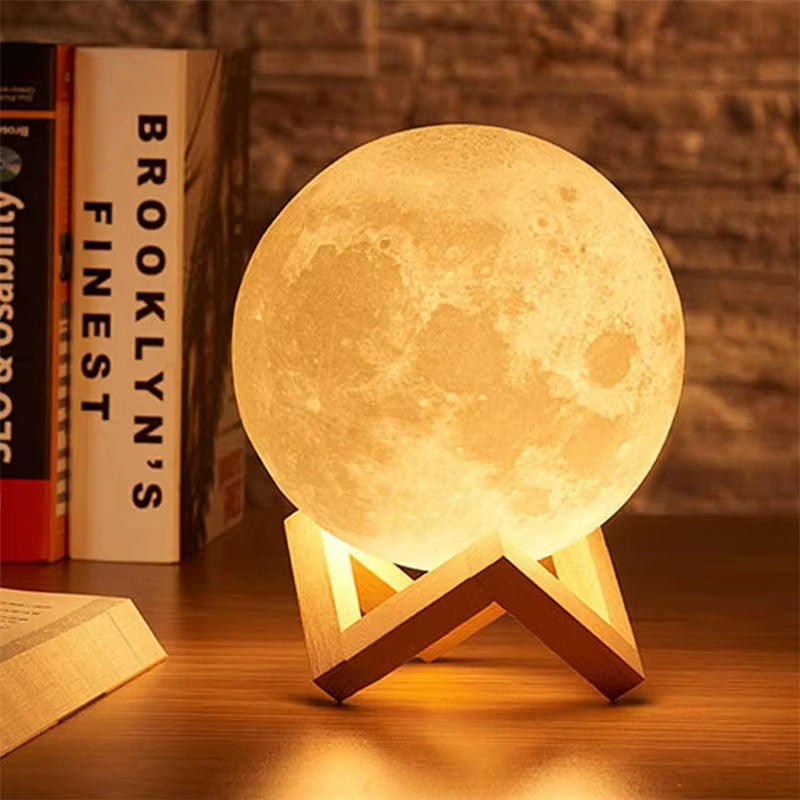 LED Night Light 3D Print Moon Lamp Rechargeable Color Change 3D Light Touch Moon Lamp Children'S Lights Night Lamps Dropshipping